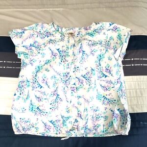 OshKosh B'Gosh Girls Purple & Blue Floral Top Size: 10